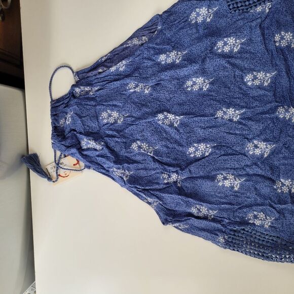 Blue Halter Smocked Tank Top - Picture 8 of 10